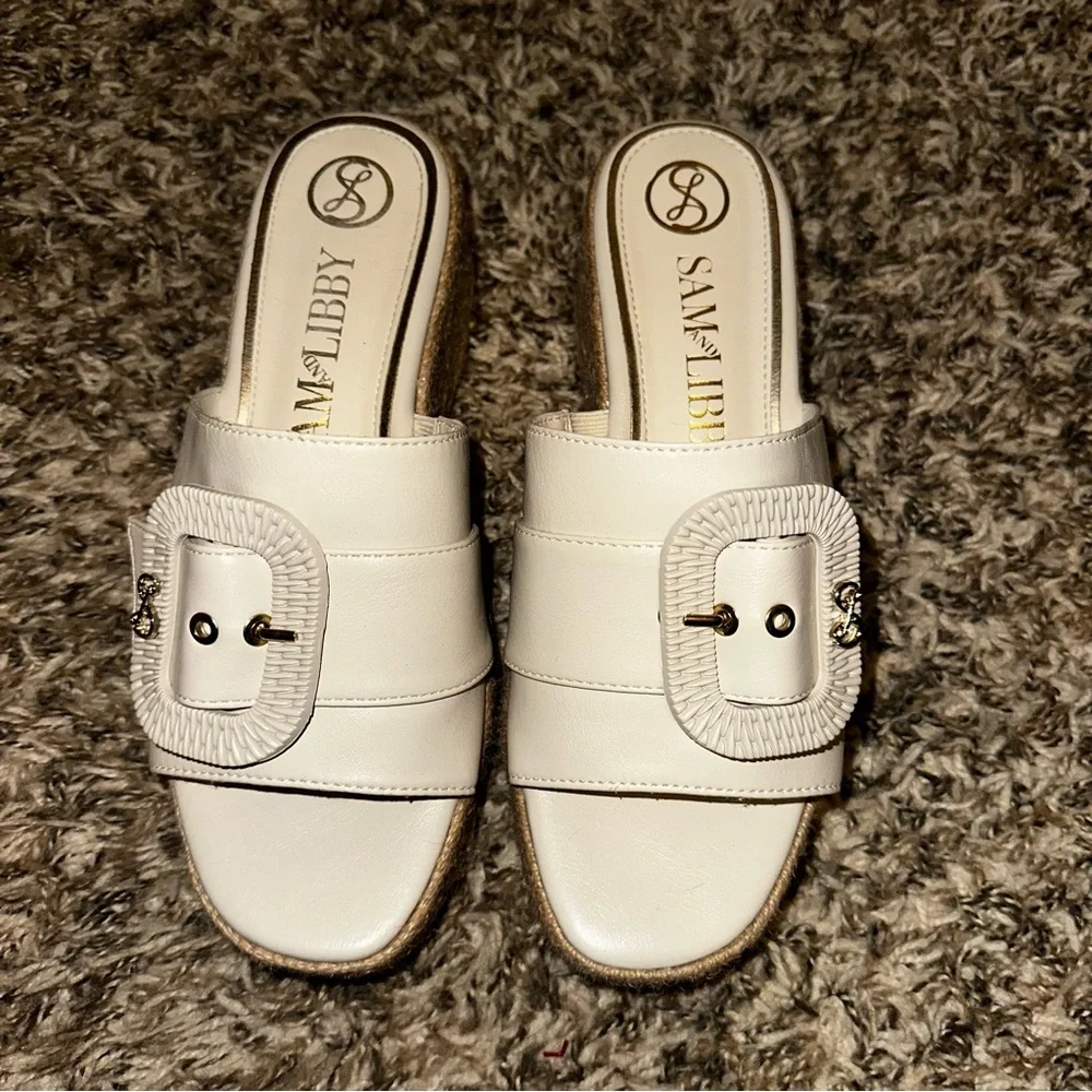 UEC Sam and Libby Women's Crysta Buckle Platform Wedge Sandals Sz 7.5